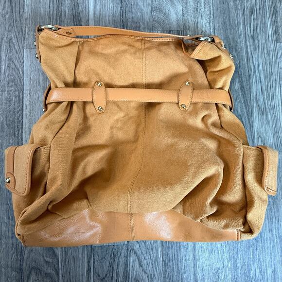 Jessica Simpson Large Tan Canvas Tote Bag “It’s Not the Bag” Charm Purse - Picture 7 of 10